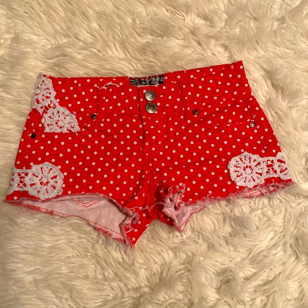Red And White Polka Dot Shorts.